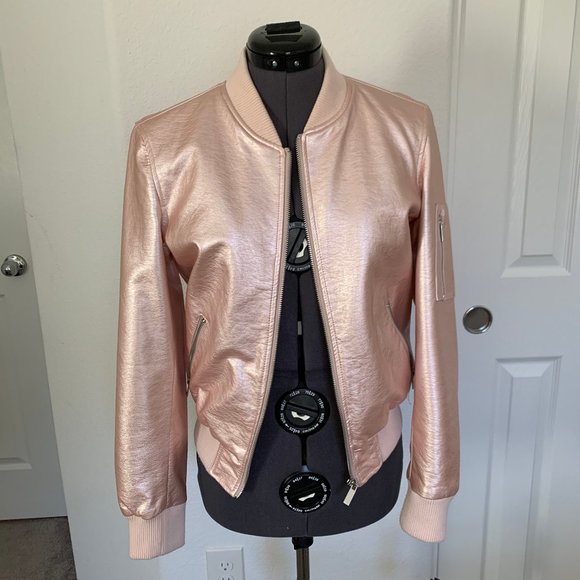 Metallic pink bomber jacket - Picture 1 of 12